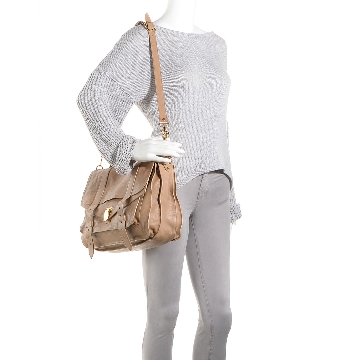 Lambskin PS1 Large Satchel Stone