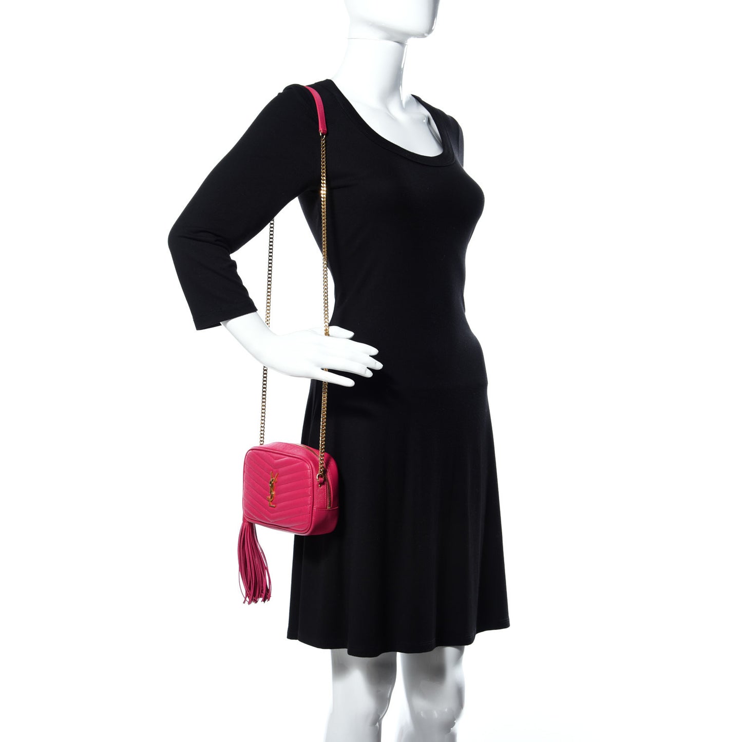 Grain De Poudre Matelasse Monogram Mini Lou Camera Bag Fuchsia