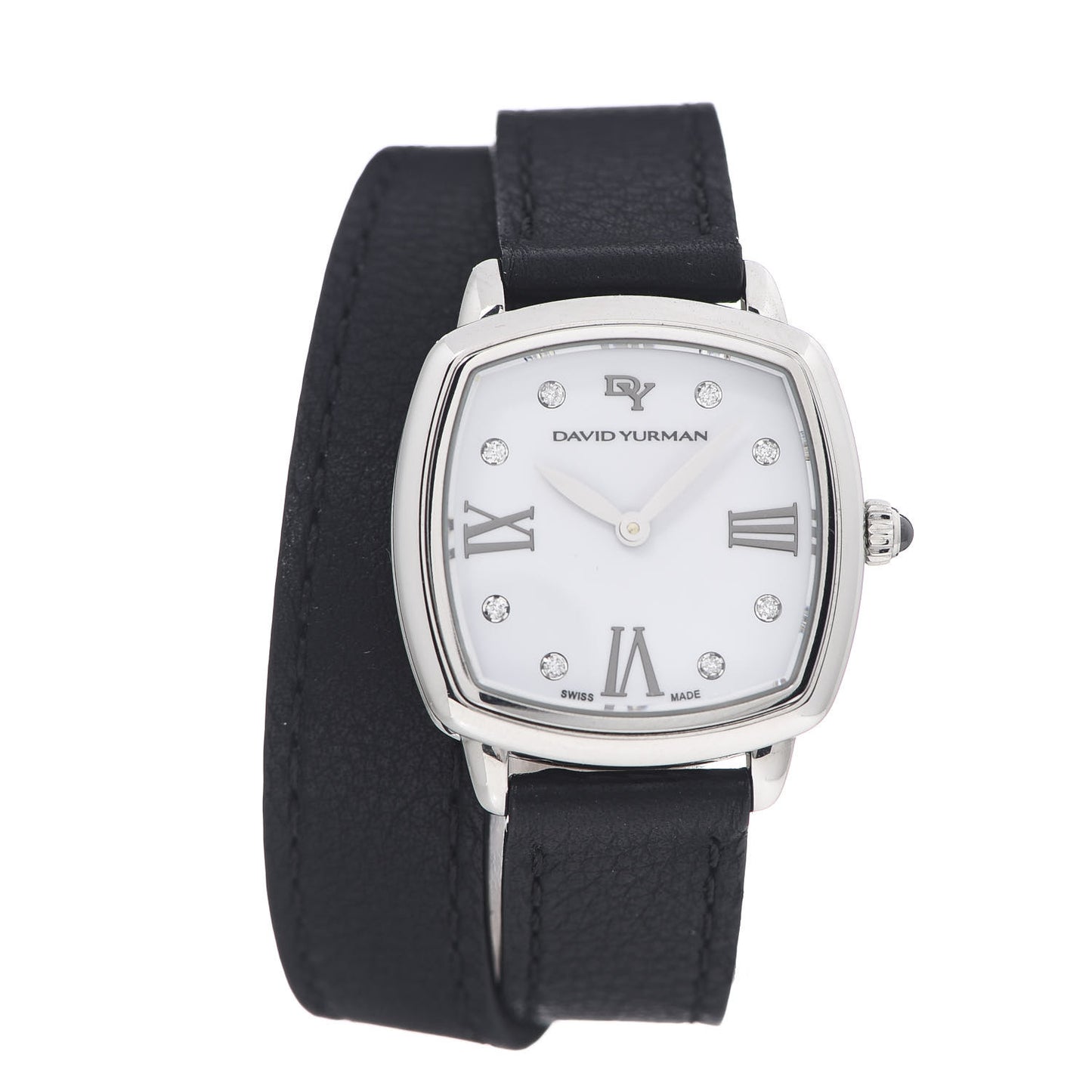 Stainless Steel Calfskin Diamond 27mm Albion Wrap Quartz Watch