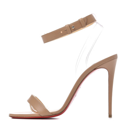 Christian Louboutin Shiny Nappa PVC Jonatina 100 Sandals 39 Nude 2 of 20