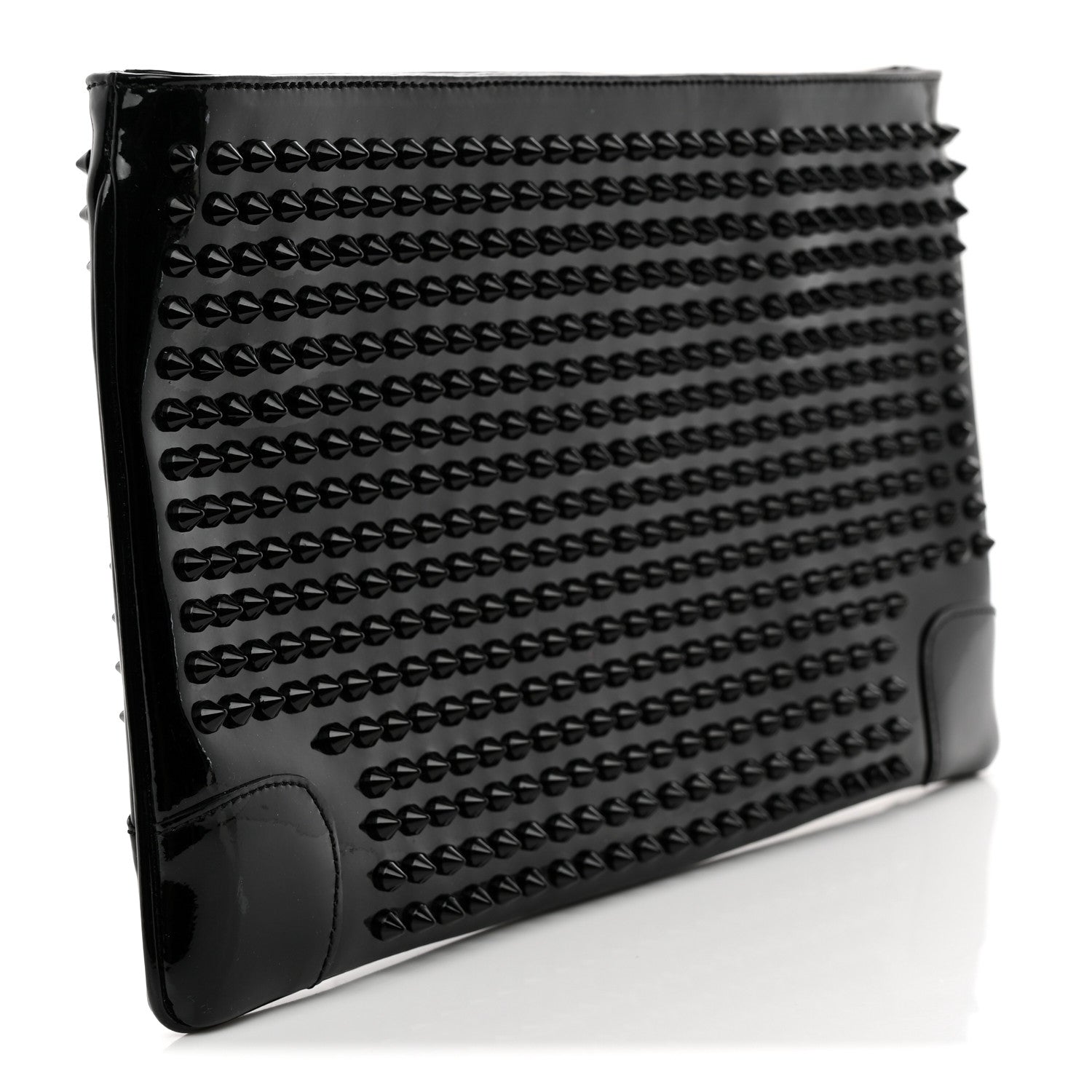 Christian Louboutin Patent Calfskin Studded Loubiposh Chain Clutch Black 3 of 7