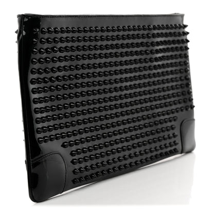 Christian Louboutin Patent Calfskin Studded Loubiposh Chain Clutch Black 3 of 7