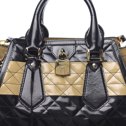 Burberry Patent Quilted Bi-Color Medium Albett Tote Black Gold 11 of 13