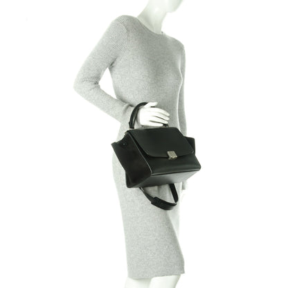 Celine Drummed Calfskin Suede Small Trapeze Black 2 of 8