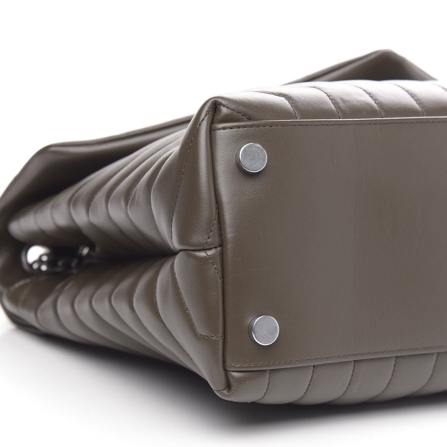 Calfskin Y Quilted Monogram Large Loulou Chain Satchel Kaki Fonce