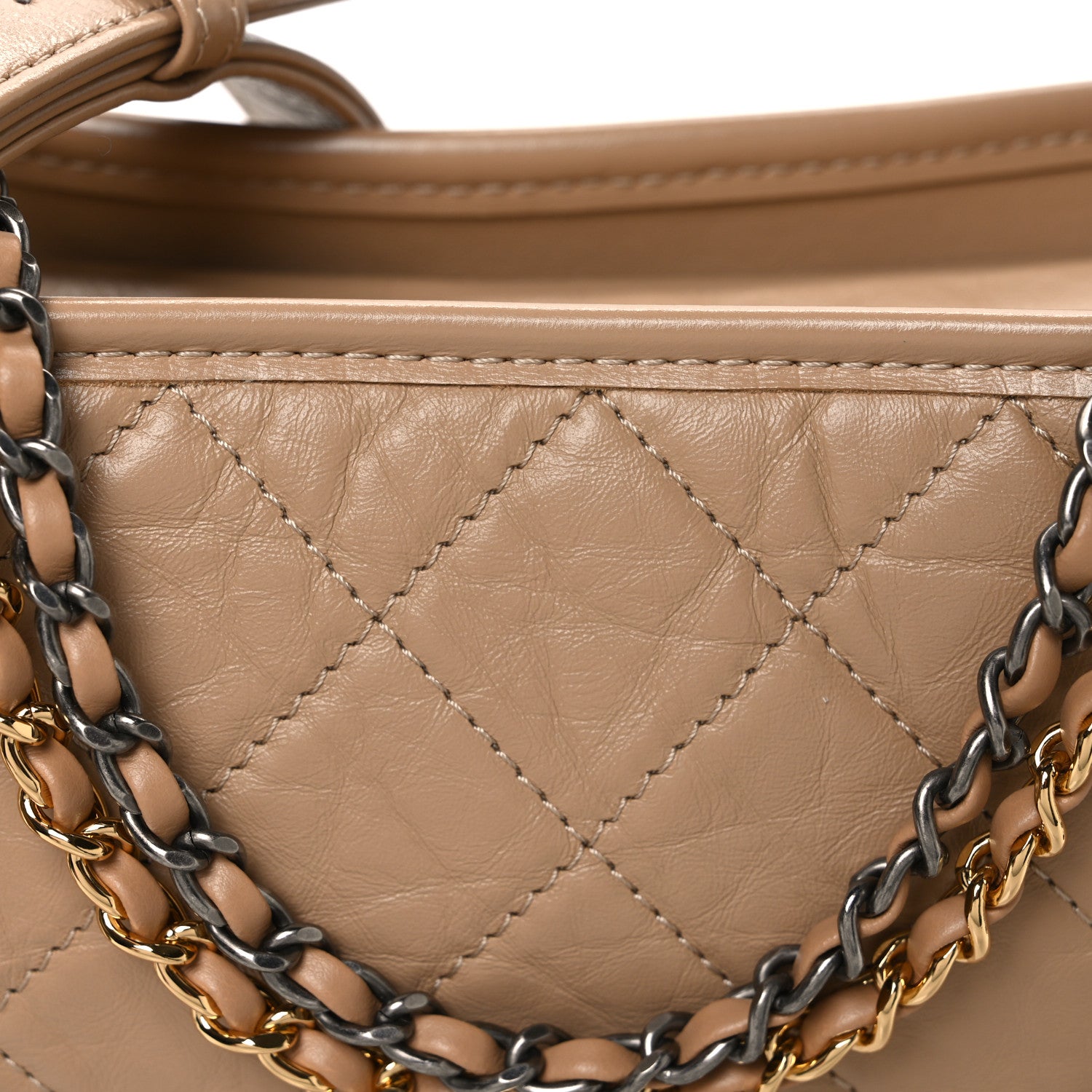 Chanel Aged Calfskin Quilted New Medium Gabrielle Hobo Beige 8 of 10