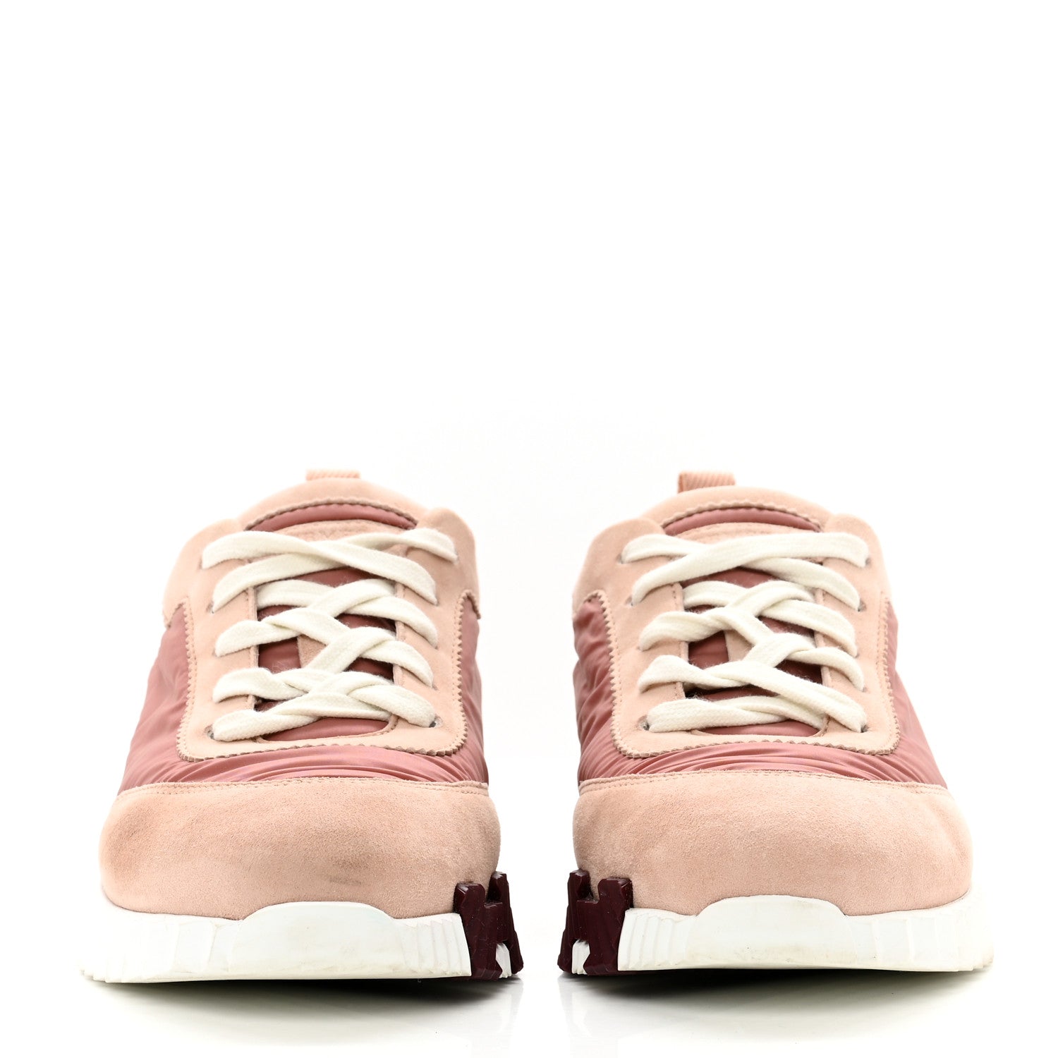 Hermes Parachute Fabric Suede Goatskin Bouncing Sneakers 37.5 Rose Rose Opaline 2 of 9