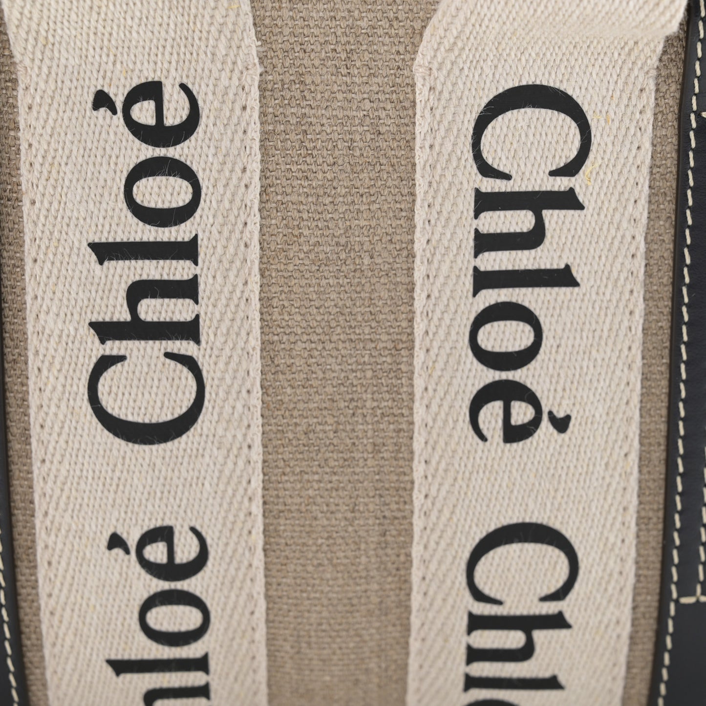 Linen Calfskin Mini Woody Ribbon Tote White Navy