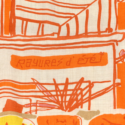 Hermes Cashmere Rayures D'ete Shawl 140 Natural Orange Vert 3 of 5
