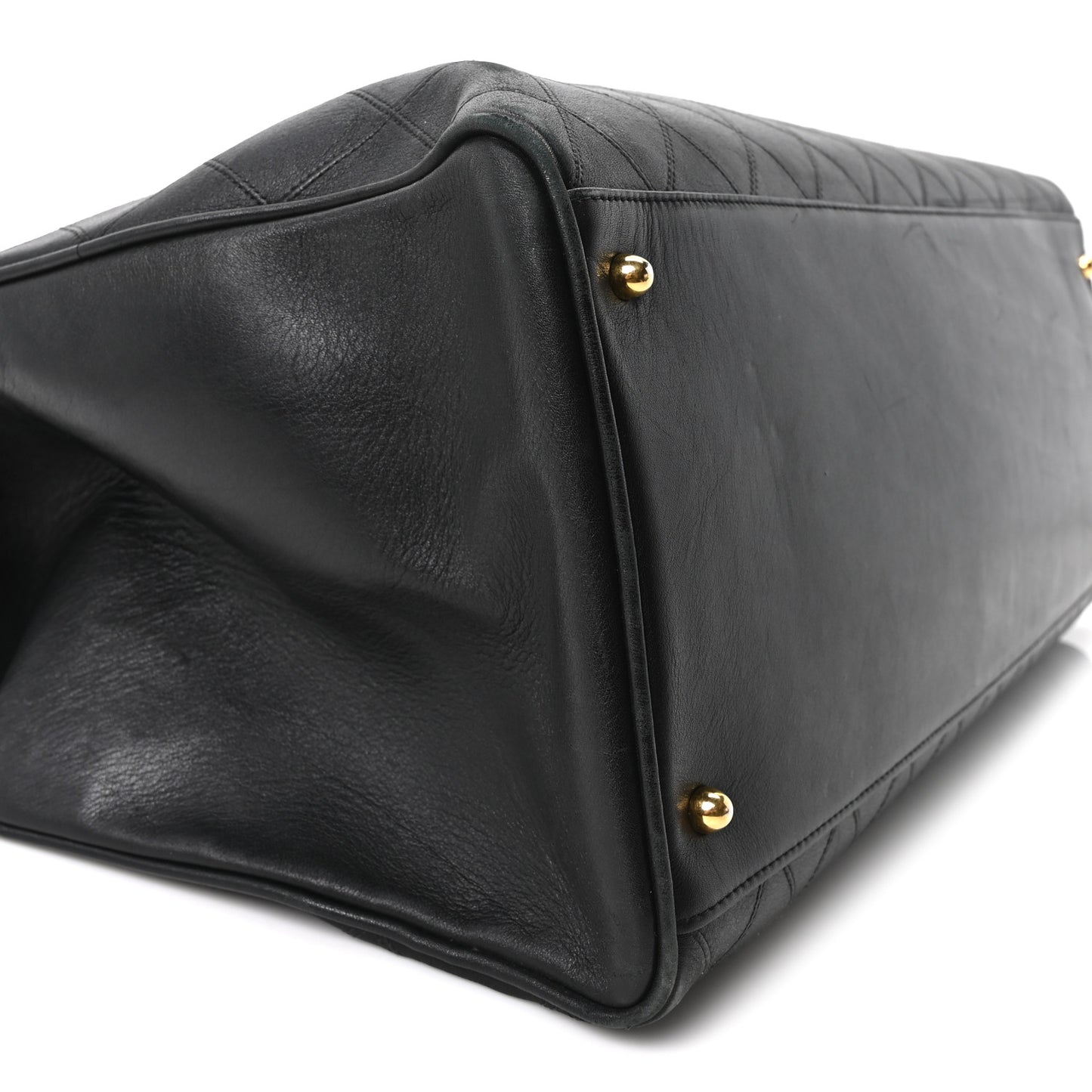 Calfskin Stitched XL Weekender Black