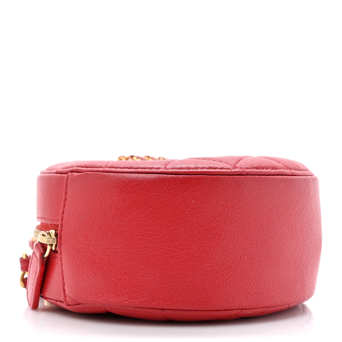 Goatskin Quilted Chanel 19 Round Clutch With Chain Red