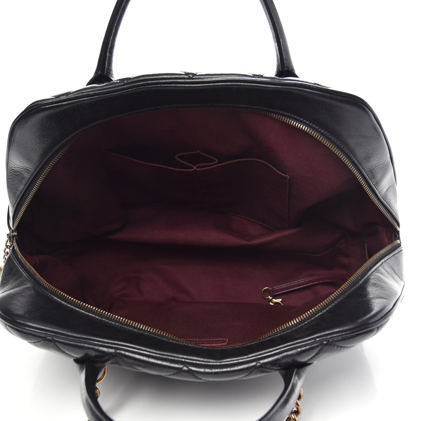 Glazed Calfskin Castle Rock Bowling Bag Black