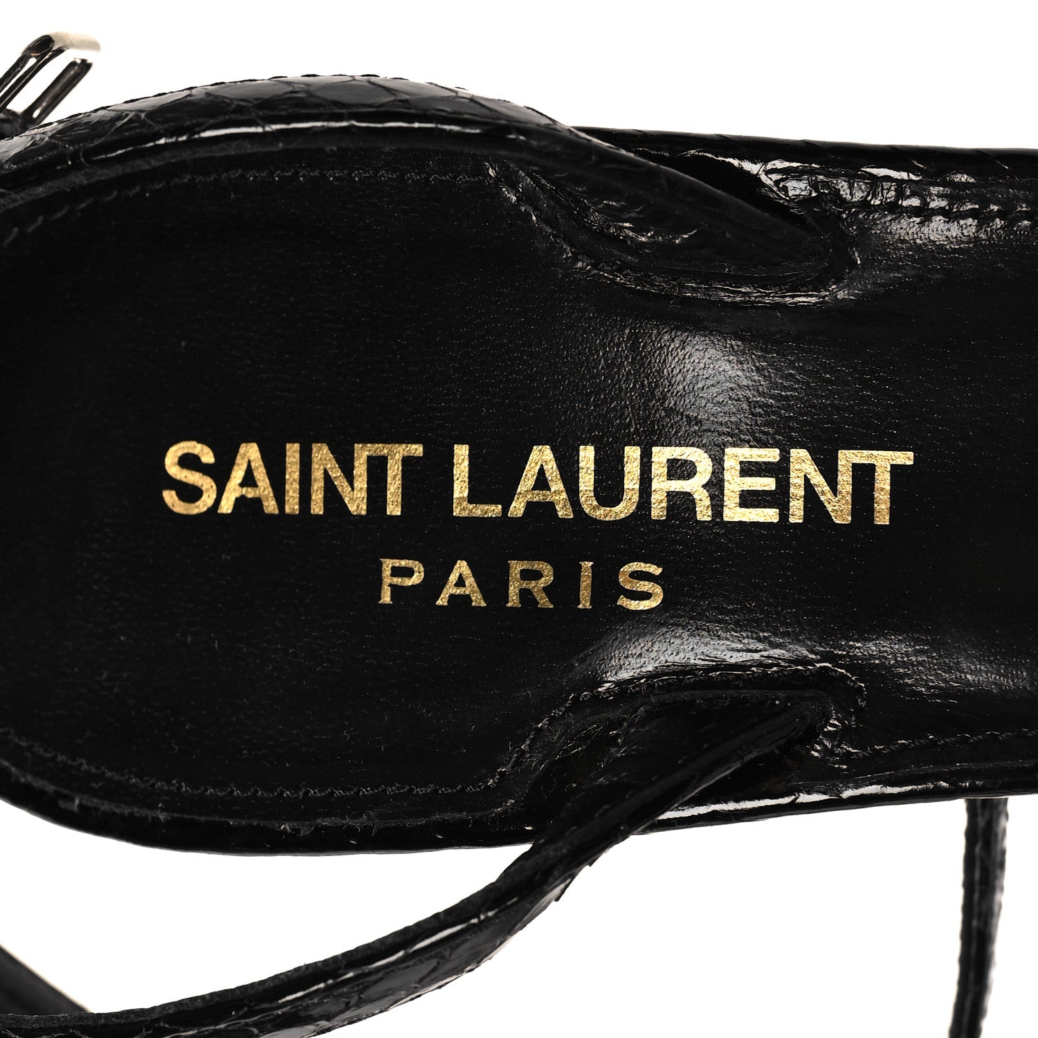 Saint Laurent Calfskin Chain Cristal Sandals 38 Black 6 of 7