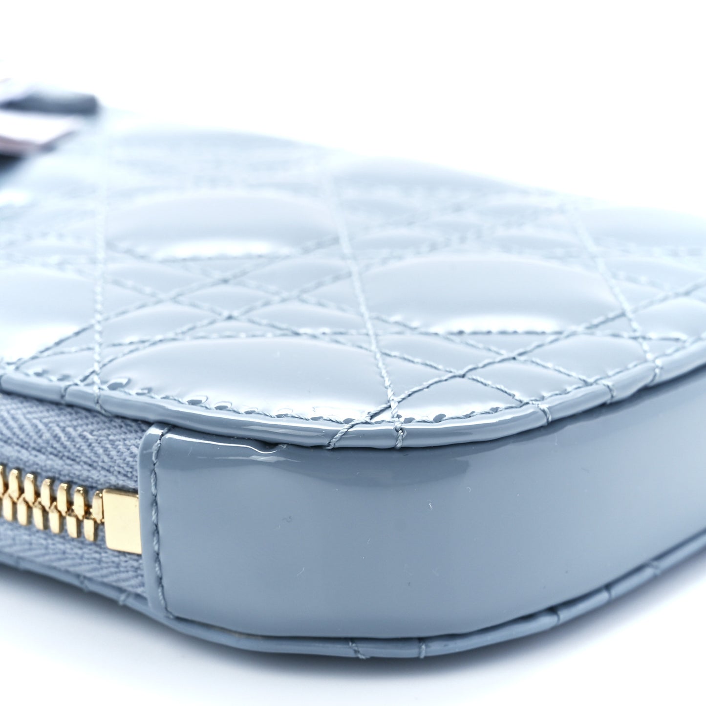 Patent Cannage Lady Dior Phone Holder Cloud Blue
