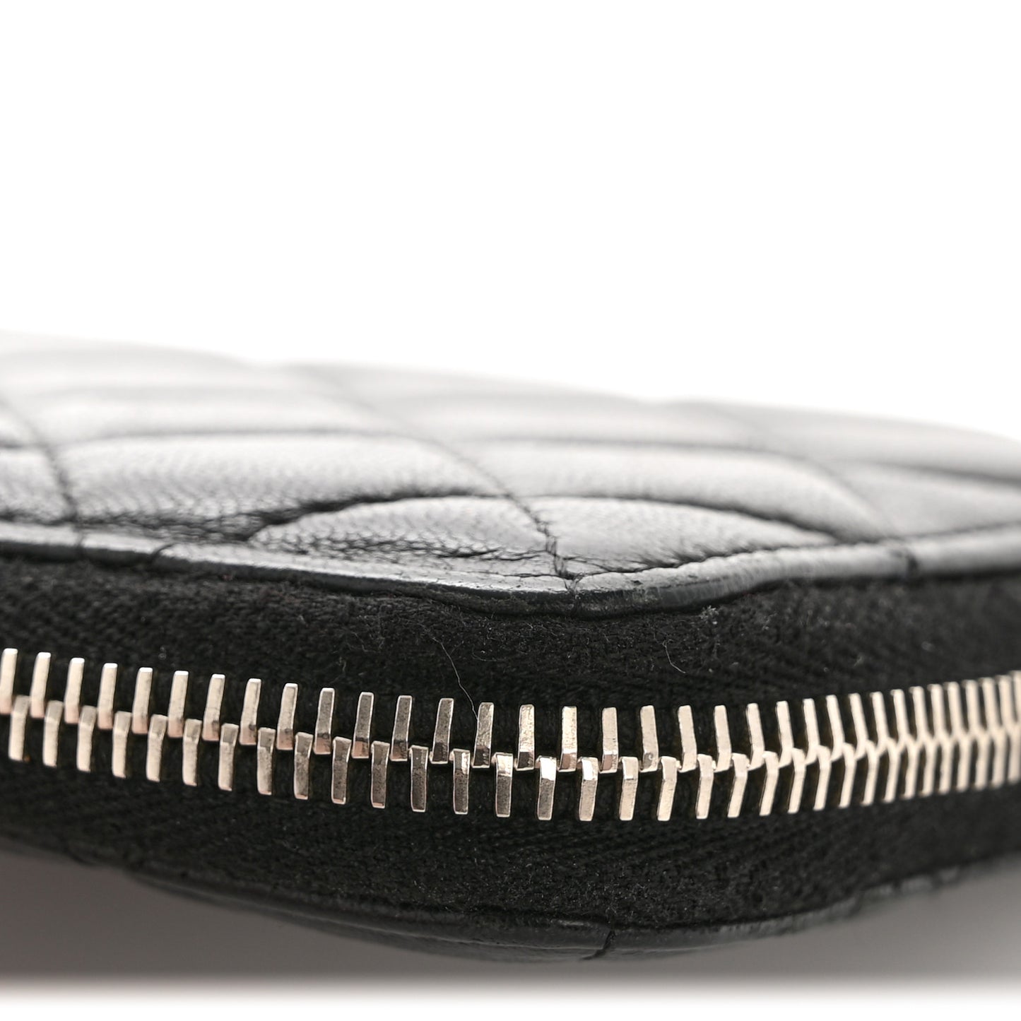 Lambskin Quilted Large Gusset Zip Around Wallet Black