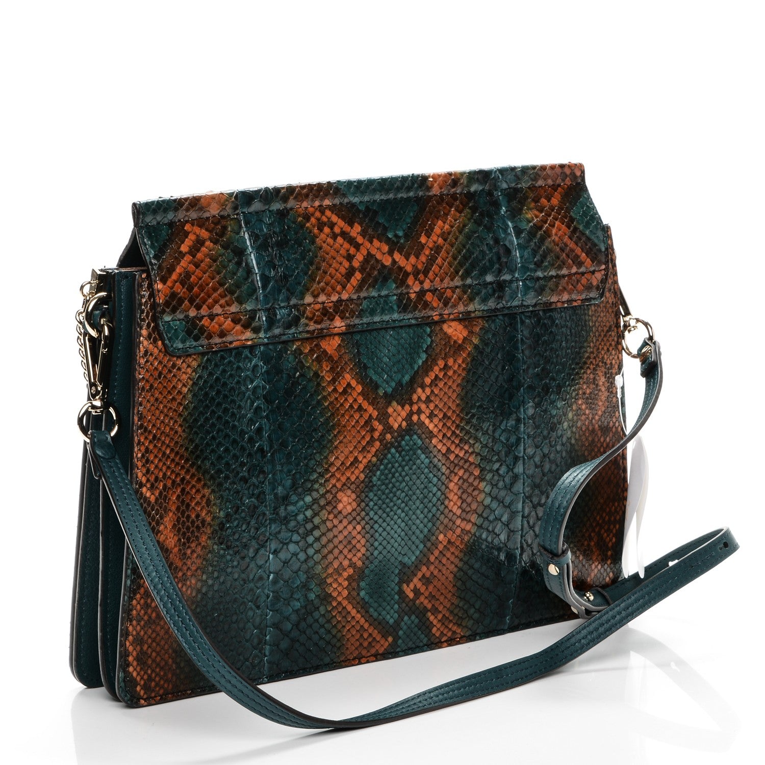 Chloe Python Medium Faye Shoulder Bag Teal 3 of 6