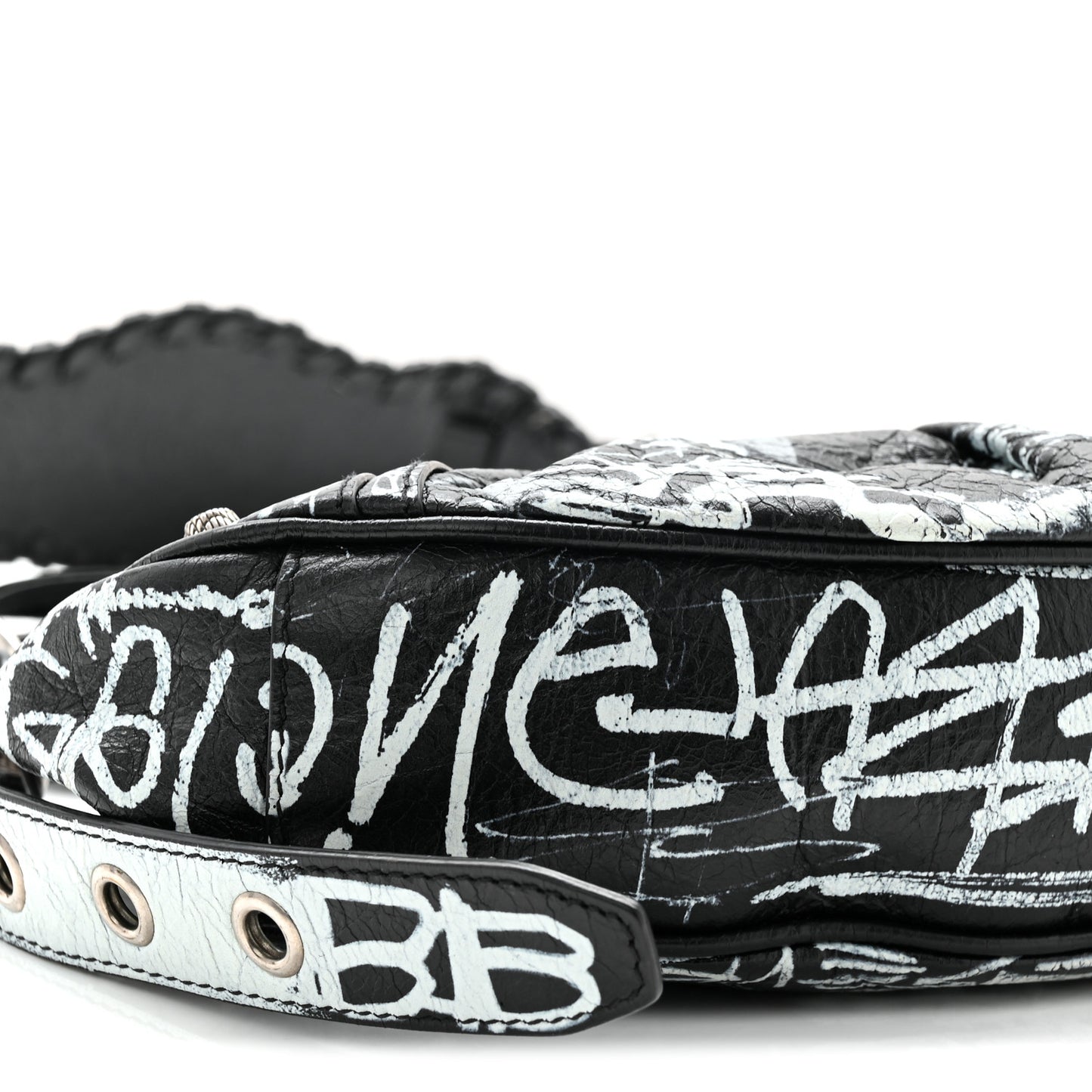 Agneau Arena Graffiti Le Cagole Shoulder Bag XS Black