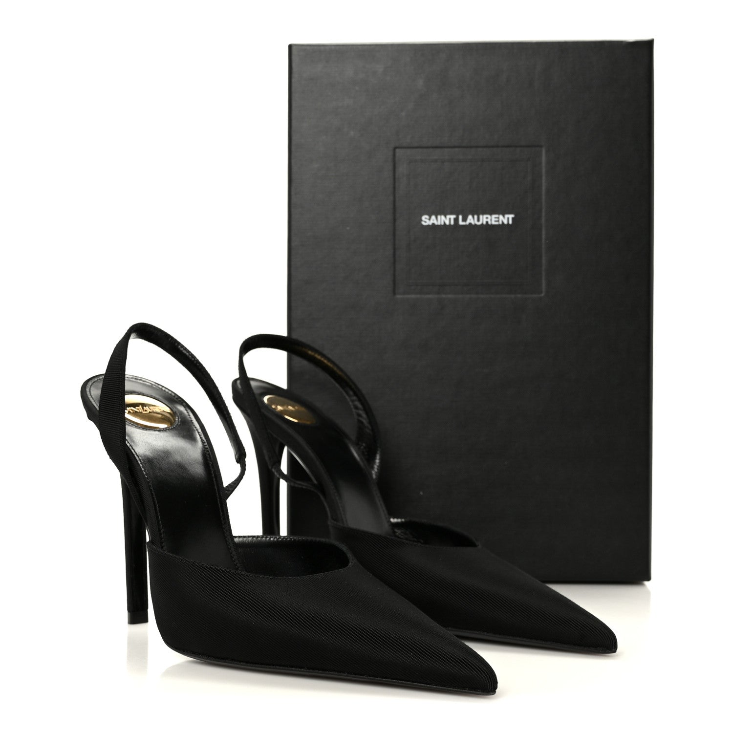 Saint Laurent Grosgrain Penelope Slingback Pump 38 Black 10 of 10