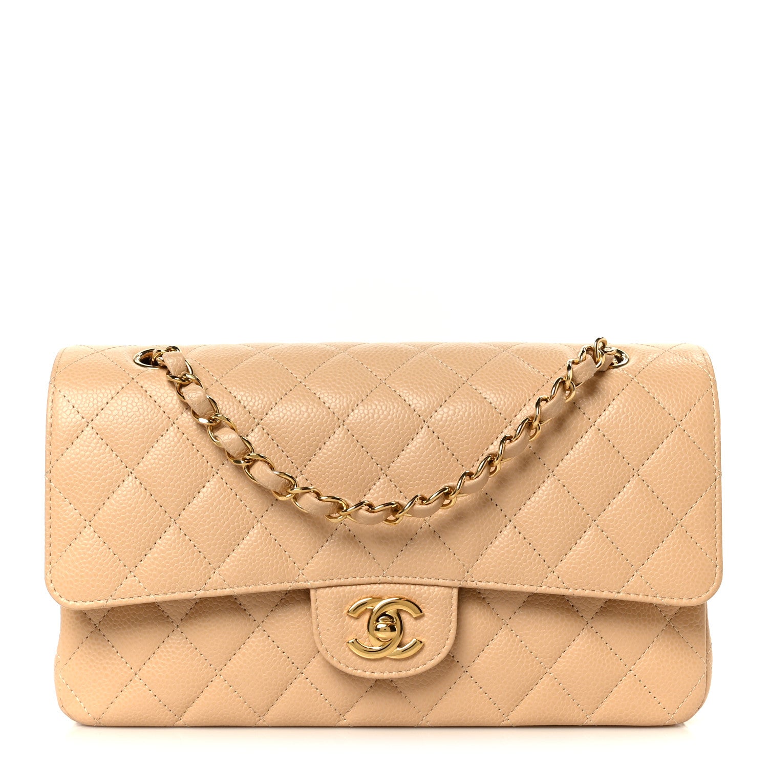 Chanel Caviar Quilted Medium Double Flap Beige 1 of 12