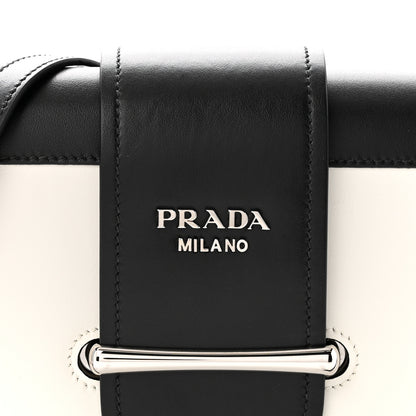 Prada City Calfskin Small Sidonie Shoulder Bag White Black 7 of 11