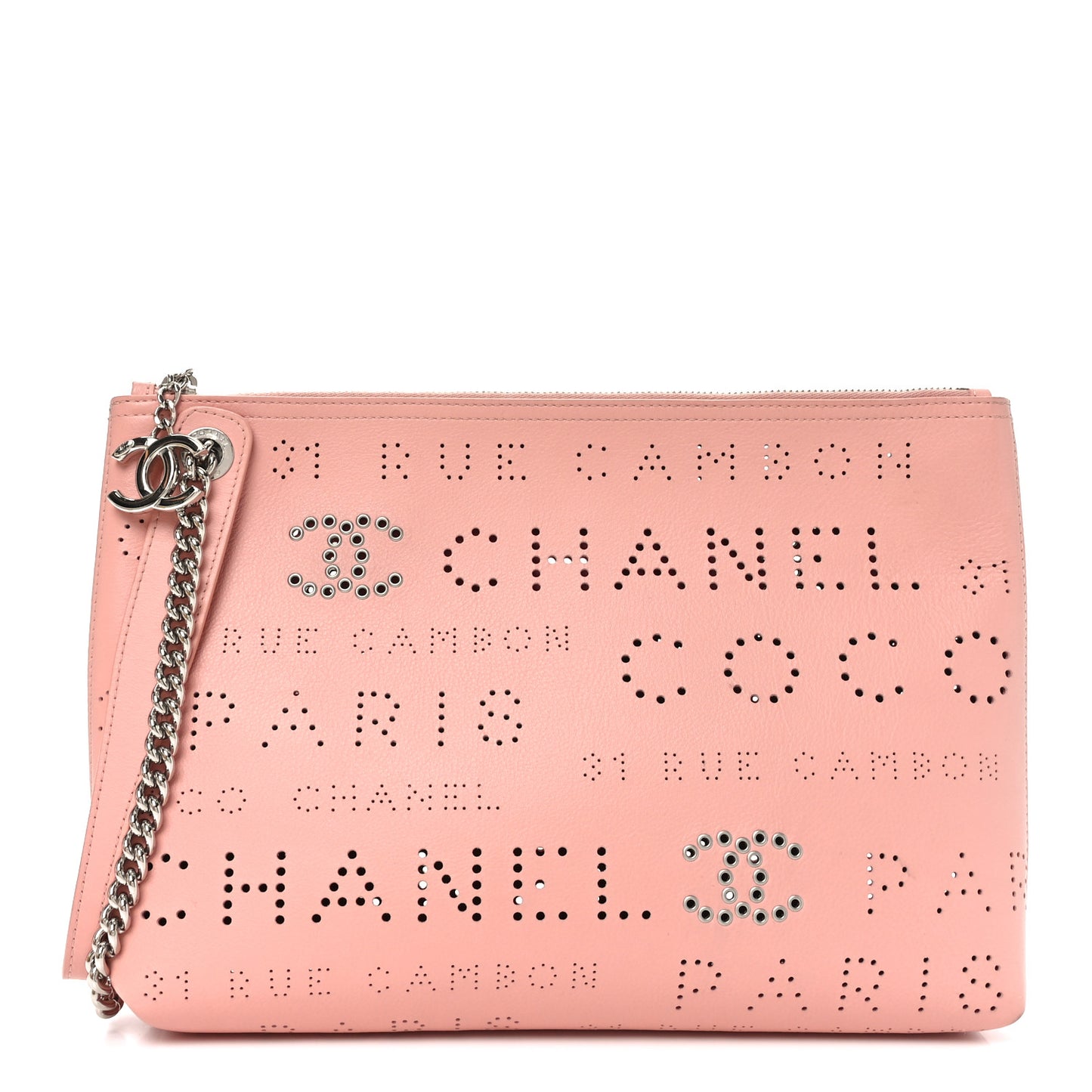 Calfskin Eyelets Clutch Pink