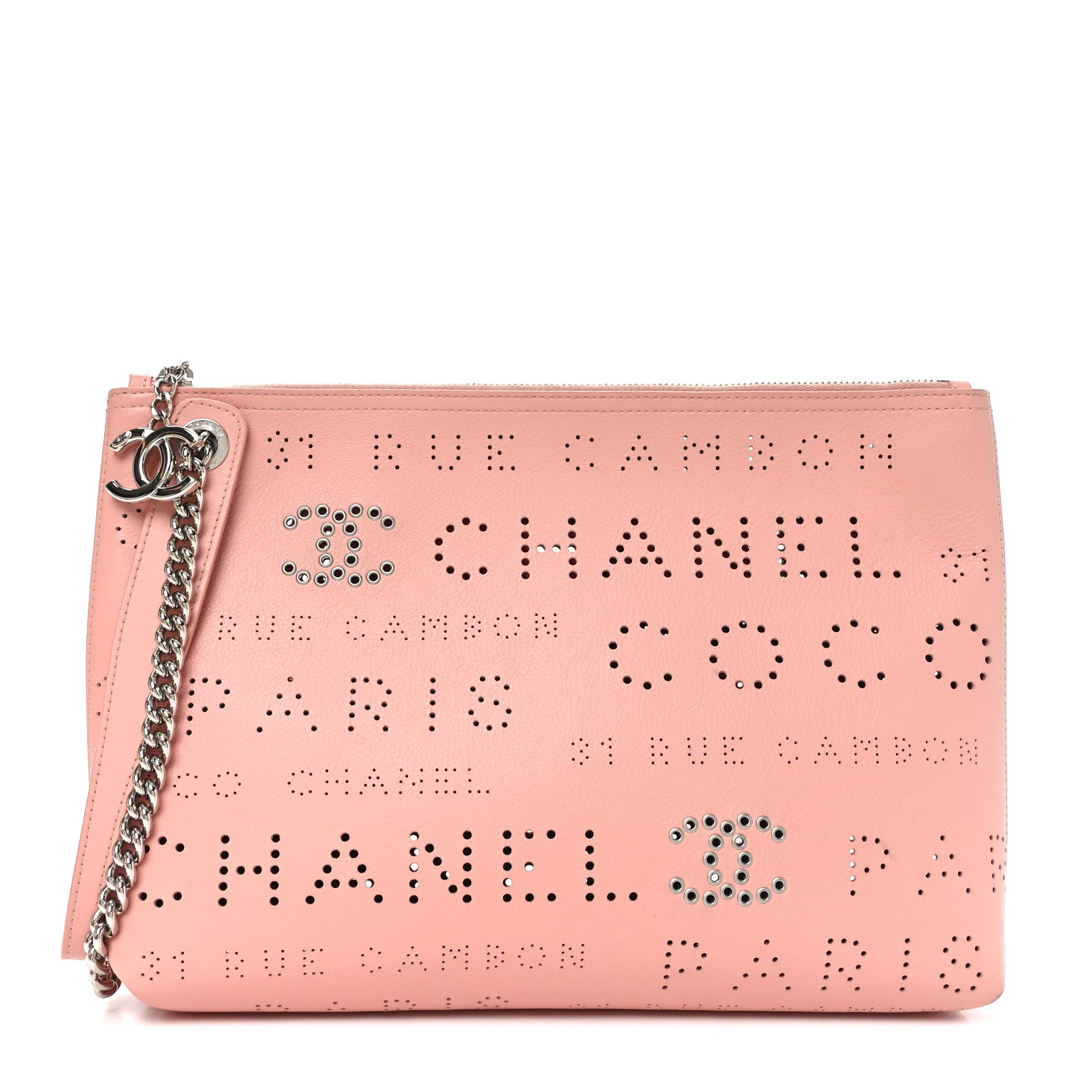 Chanel Calfskin Eyelets Clutch Pink 1 of 10