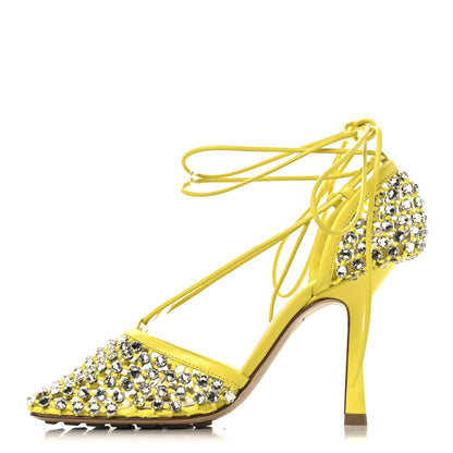 Bottega Veneta Mesh Nappa Crystal Embellished Sparkle Stretch Ankle Tie Sandals 36 36 Light House 1 of 9