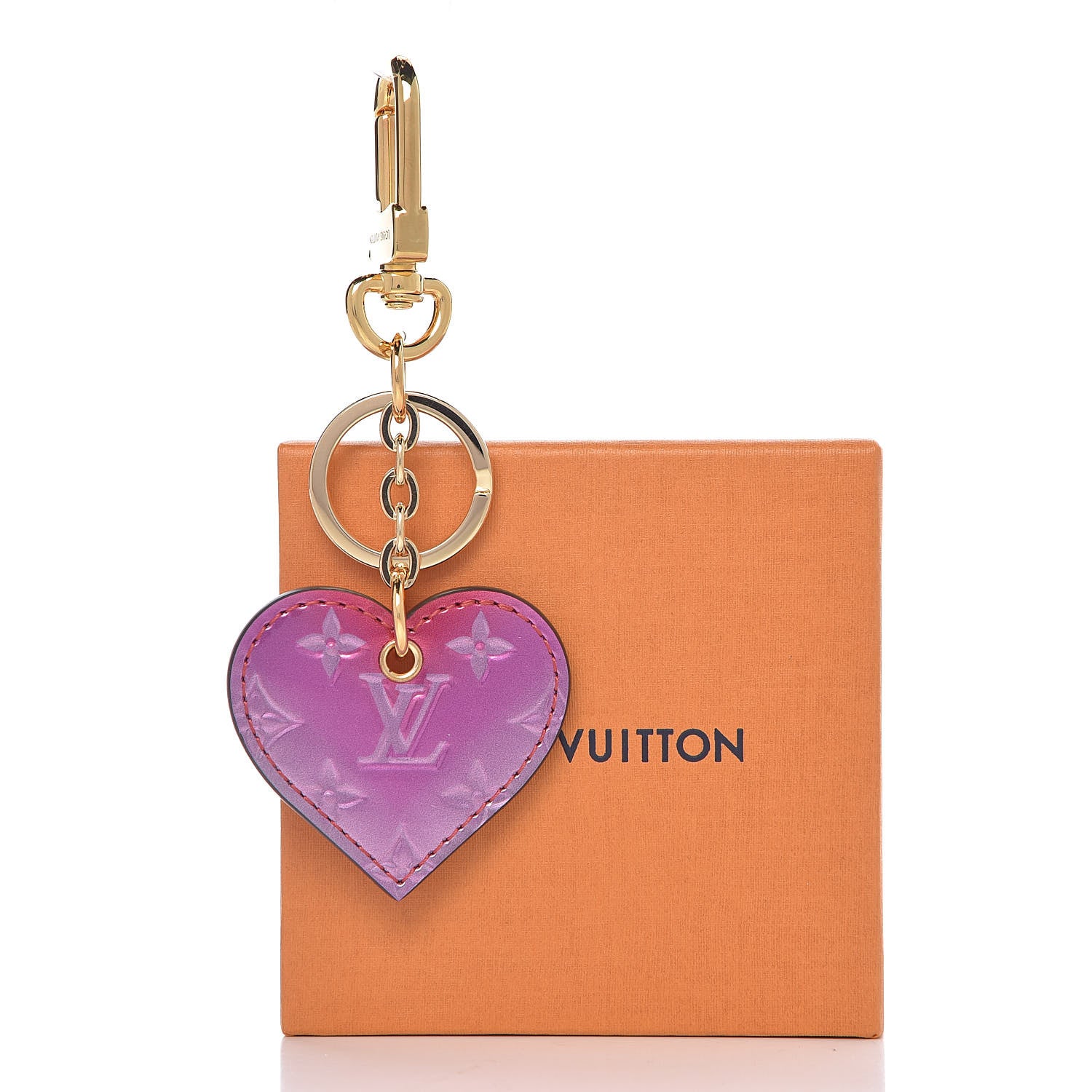 Louis Vuitton Vernis Degrade Love Lock Heart Key Holder Bag Charm Pink Red 4 of 4