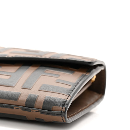 Fendi Vitello Soft F is Fendi Bi-Color FF 1974 Embossed Continental Envelope Wallet On Chain Maya Black 18 of 19