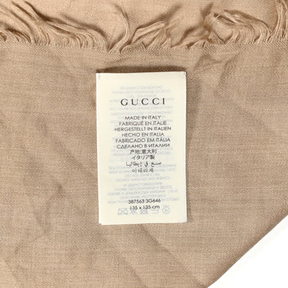 Gucci Wool Silk GG Monogram GGLight Fringe Shawl Beige 3 of 6