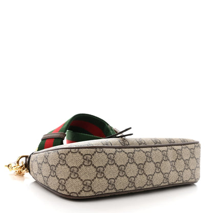 Gucci GG Supreme Monogram Textured Dollar Calfskin Web Small Ophidia GG Handbag Beige Ebony New Acero 4 of 10