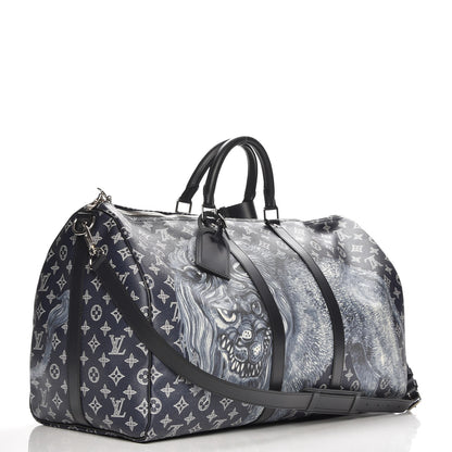 Louis Vuitton Savane Monogram Lion Chapman Keepall Bandouliere 55 Encre 4 of 10