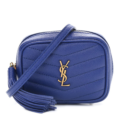 Saint Laurent Grain De Poudre Matelasse Monogram Baby Lou Camera Bag Sapphire Blue 1 of 9