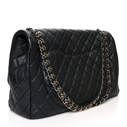 Chanel Metallized Calfskin Quilted Small XXL Travel Flap Bag Black 3 of 12