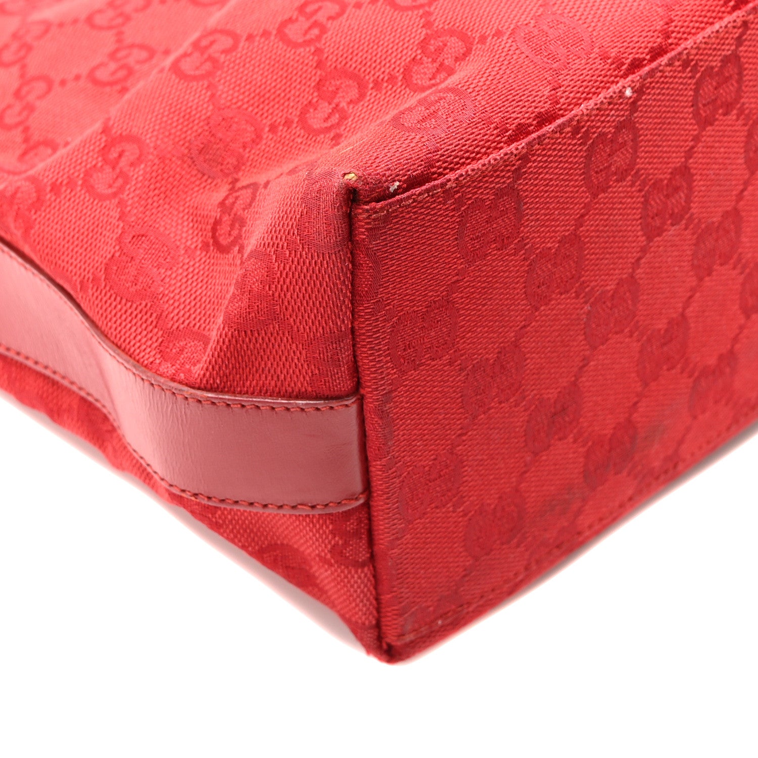 Gucci Canvas Monogram Shoulder Bag Red 9 of 10
