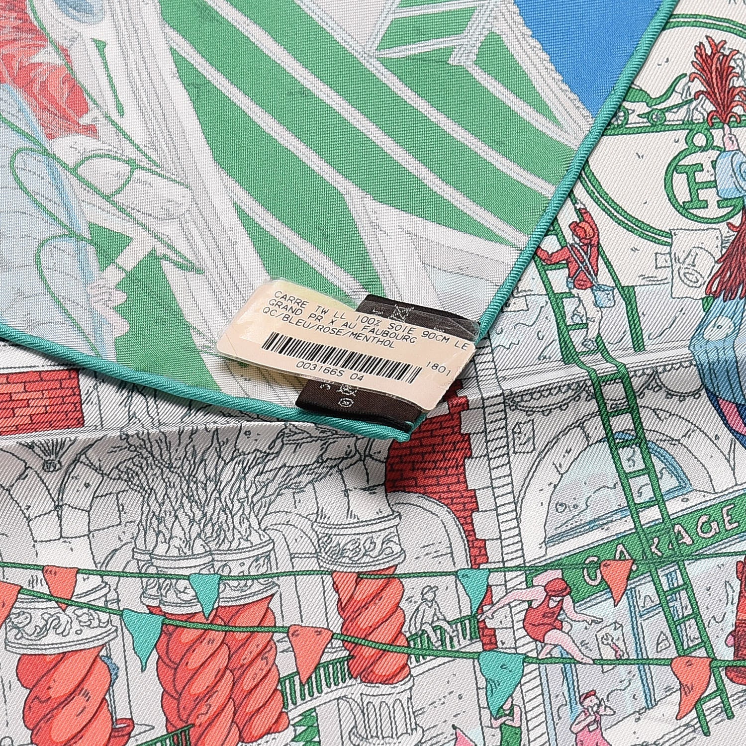 Hermes Silk Le Grand Prix du Faubourg Scarf 90 Bleu Rose Menthol 4 of 7