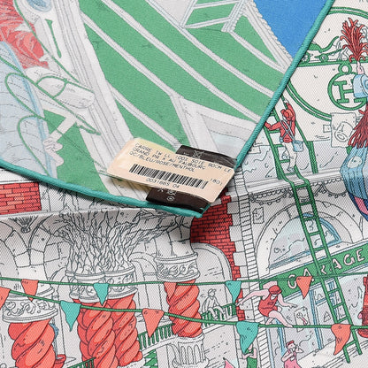 Hermes Silk Le Grand Prix du Faubourg Scarf 90 Bleu Rose Menthol 4 of 7