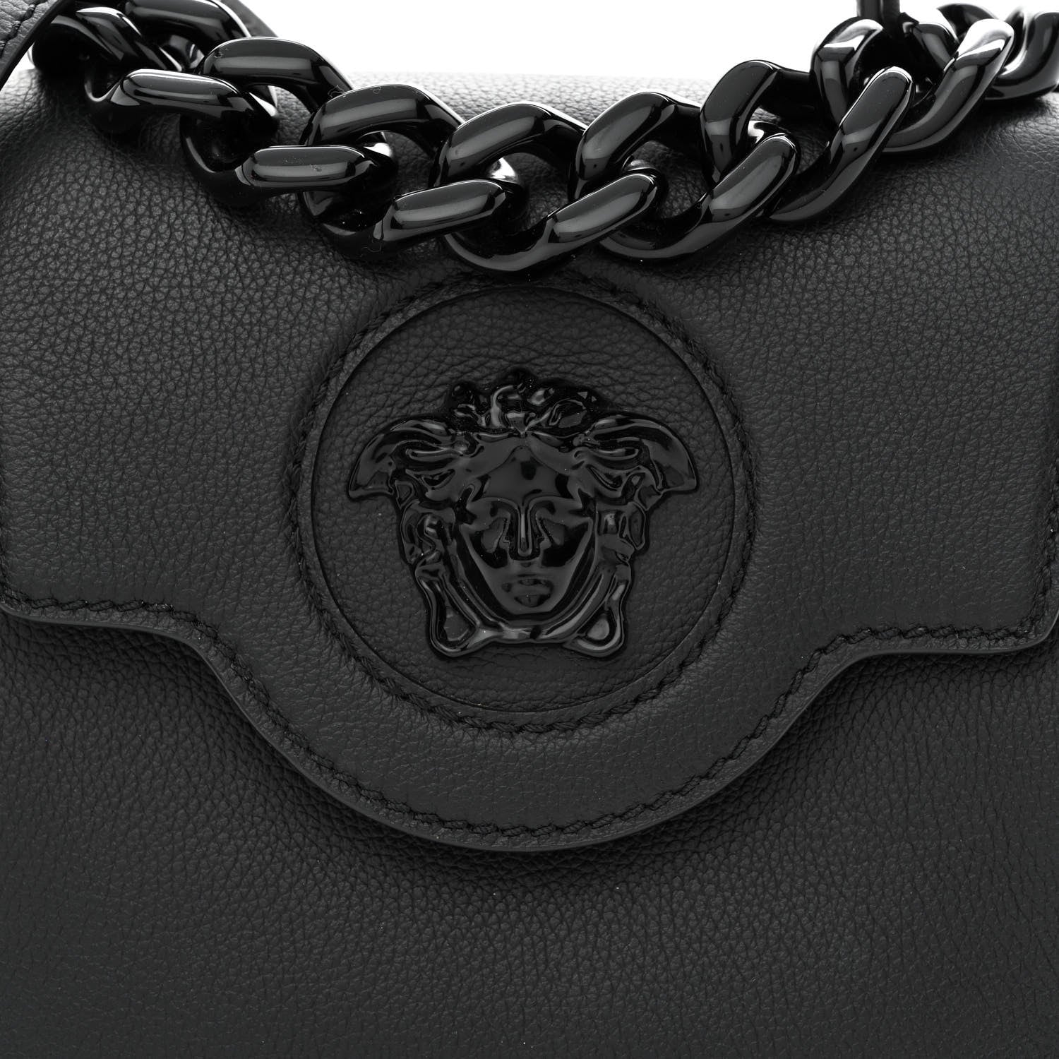 Versace Grained Calfskin Small La Medusa Top Handle Bag Black Lilac 8 of 10