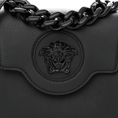 Versace Grained Calfskin Small La Medusa Top Handle Bag Black Lilac 8 of 10