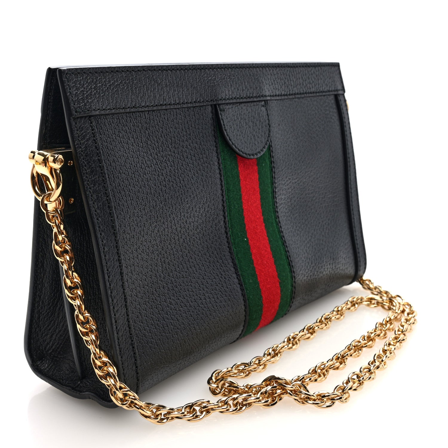 Gucci Calfskin GG Web Small Ophidia Chain Shoulder Bag Black 3 of 11