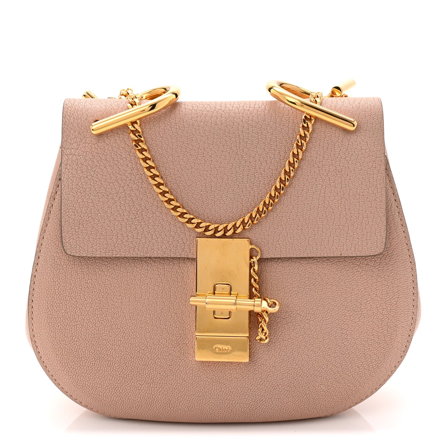 Grained Lambskin Mini Drew Shoulder Bag Cement Pink