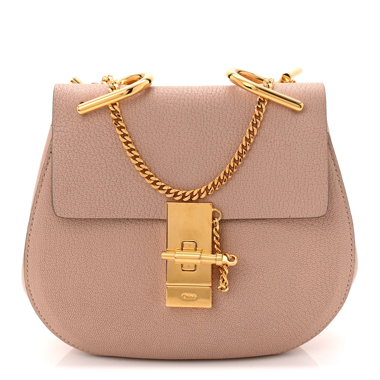 Chloe Grained Lambskin Mini Drew Shoulder Bag Cement Pink 1 of 11