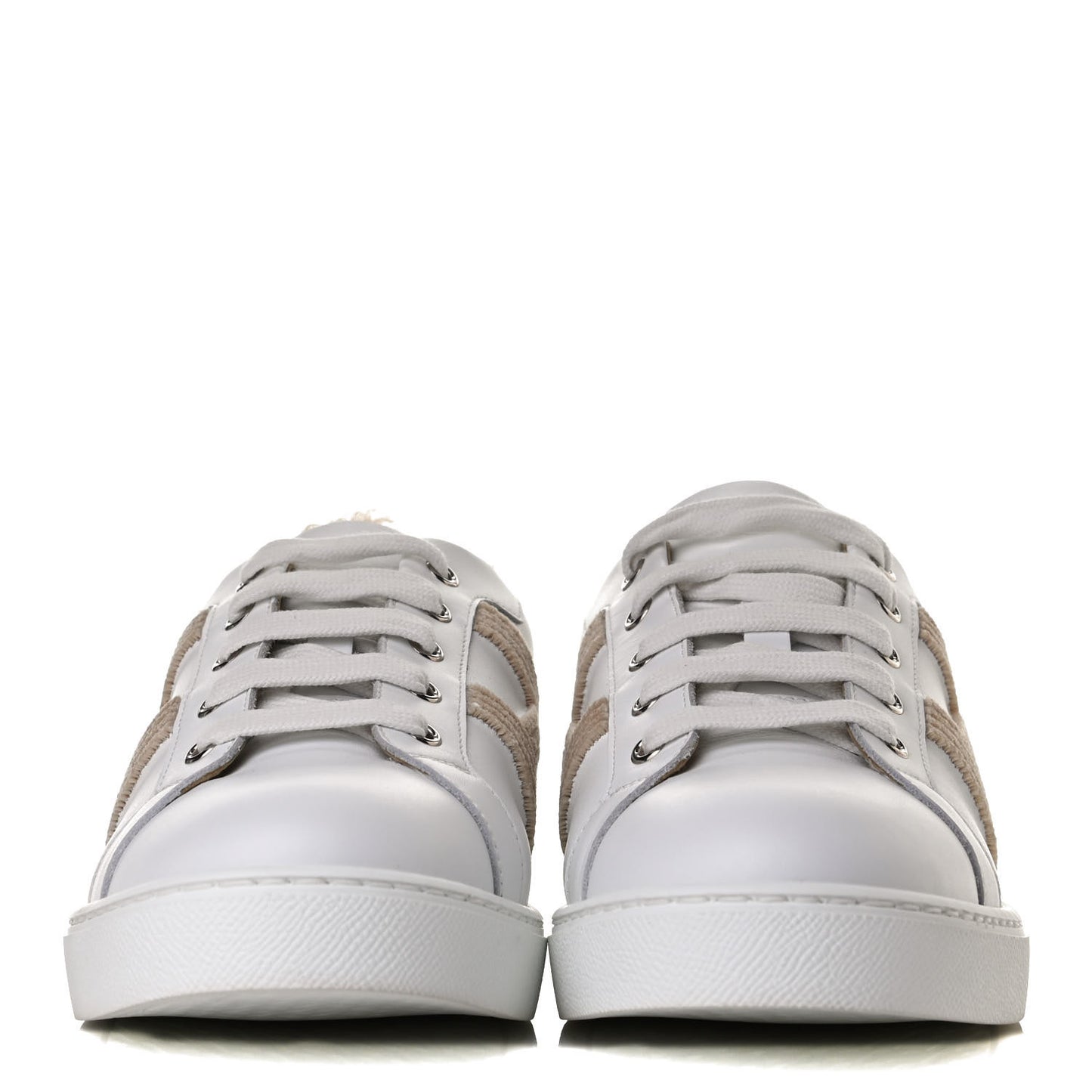 Calfskin Shearling Womens Avantage Sneakers 39.5 White Ecru