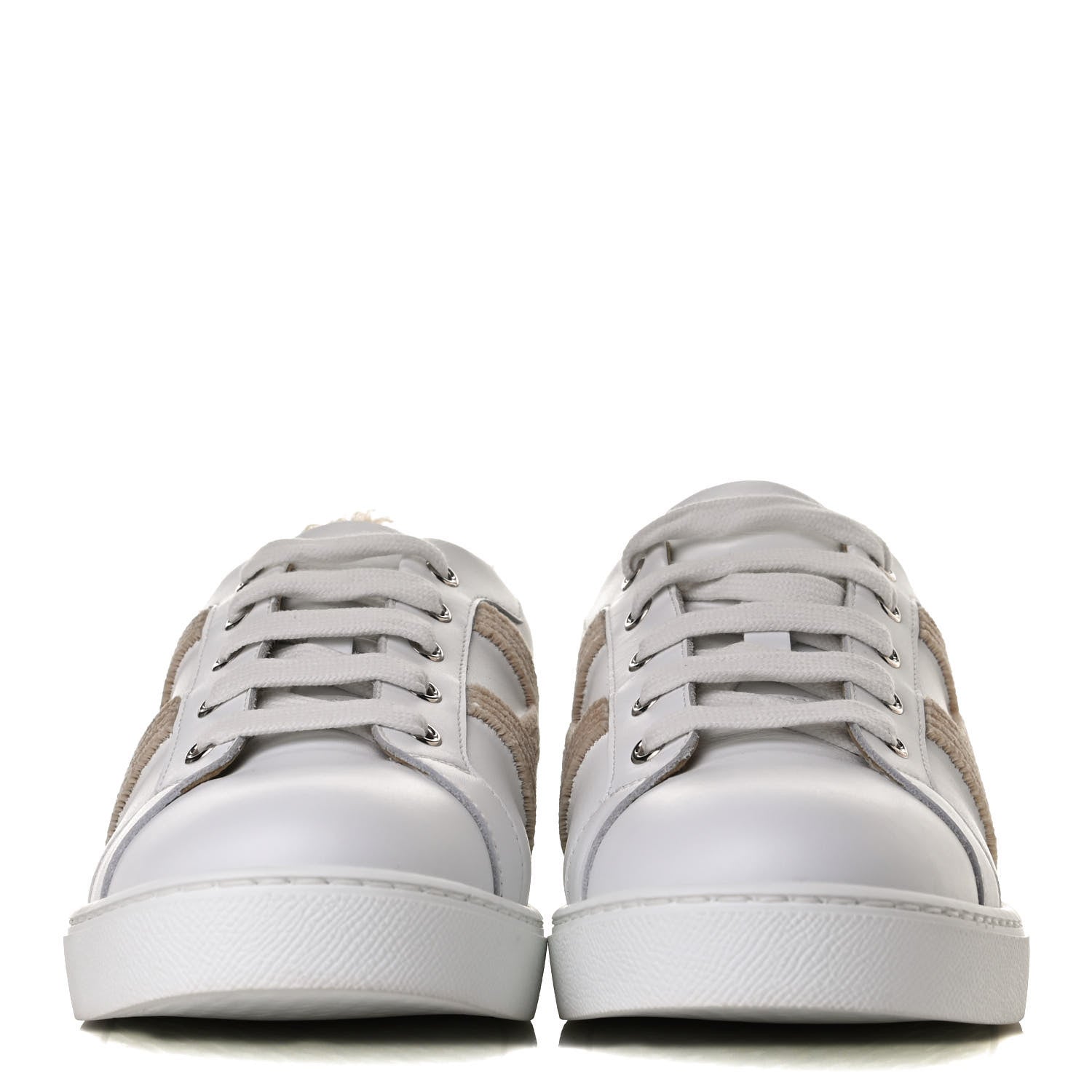 Hermes Calfskin Shearling Womens Avantage Sneakers 39.5 White Ecru 2 of 10