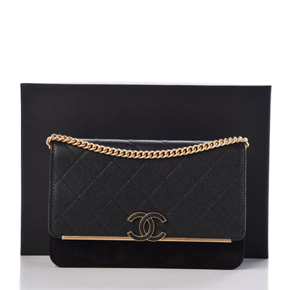 Chanel Caviar Suede Stitched Lady Coco Wallet On Chain WOC Black 9 of 9