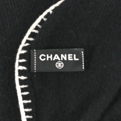 Chanel Cashmere Whipstitch Scarf Black White 3 of 3