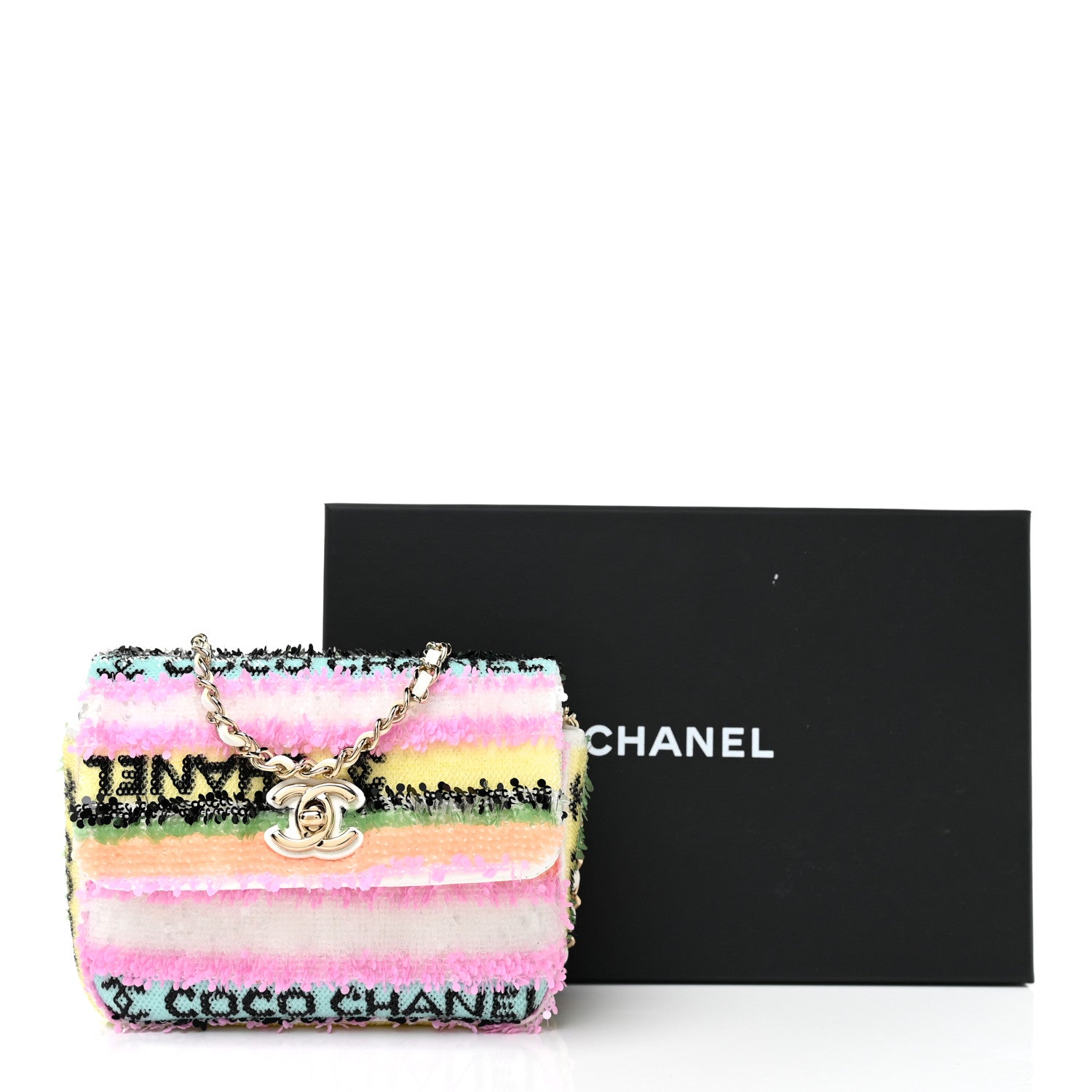 Chanel Sequin COCO Clutch With Chain Multicolor 13 of 13