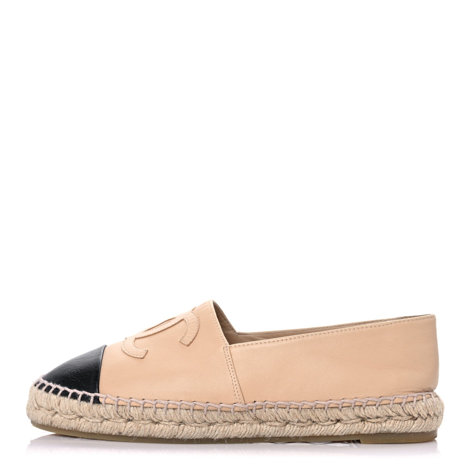 Chanel Lambskin CC Espadrilles 39 Beige Black 1 of 12