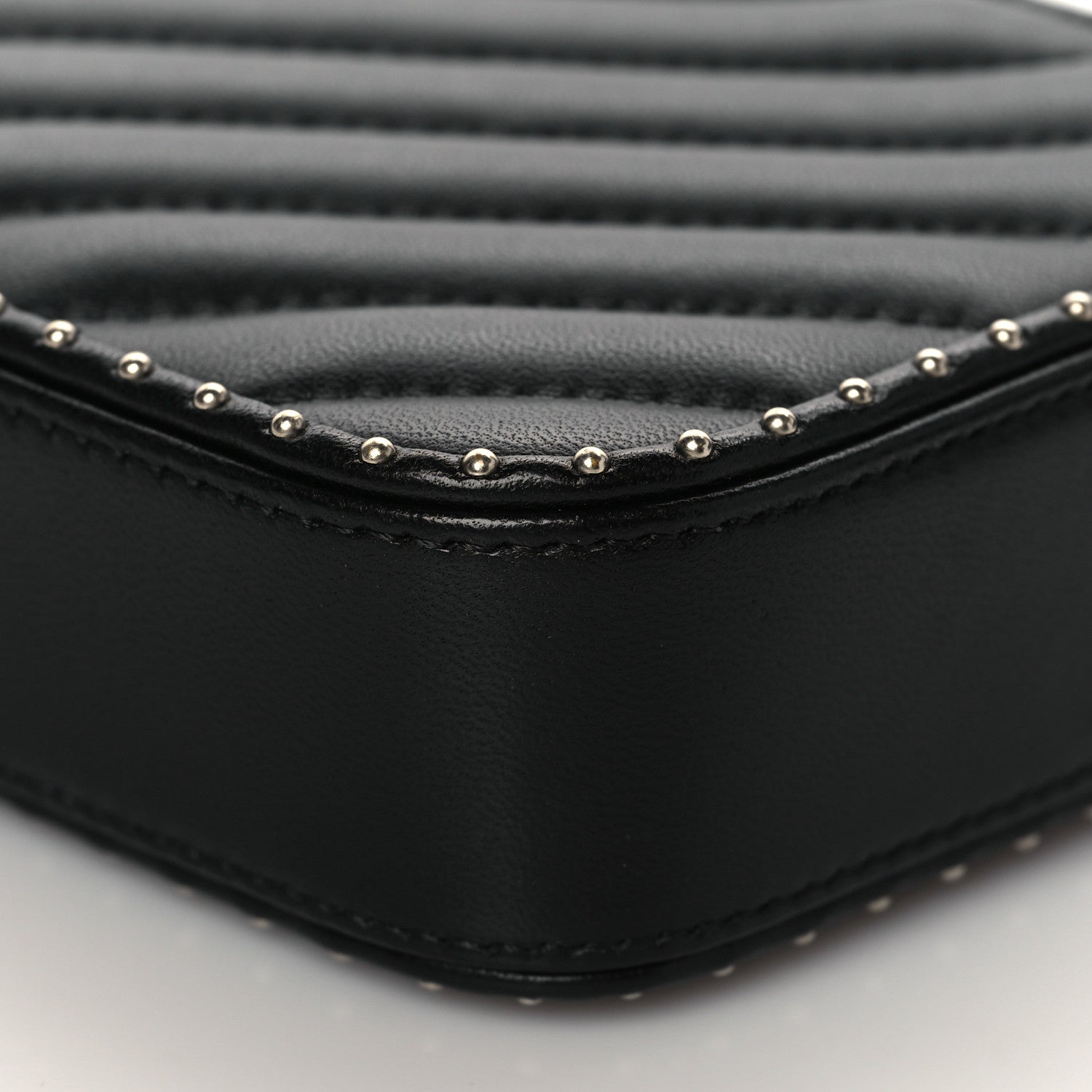Chanel Lambskin Chevron Quilted Studded Clutch With Chain Black 12 of 13