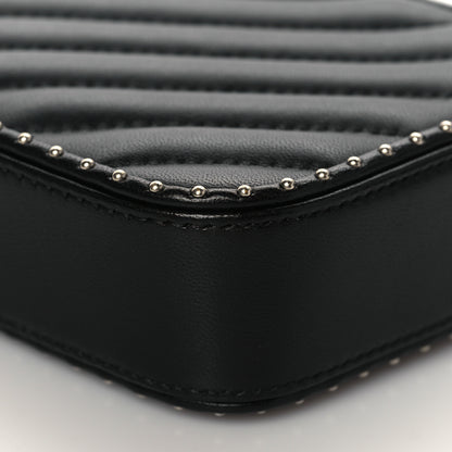 Chanel Lambskin Chevron Quilted Studded Clutch With Chain Black 12 of 13